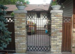 Security Gate with Brick Pillars