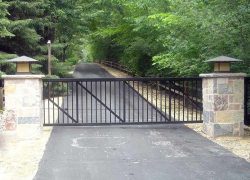 Security Gate with Brick Pillars